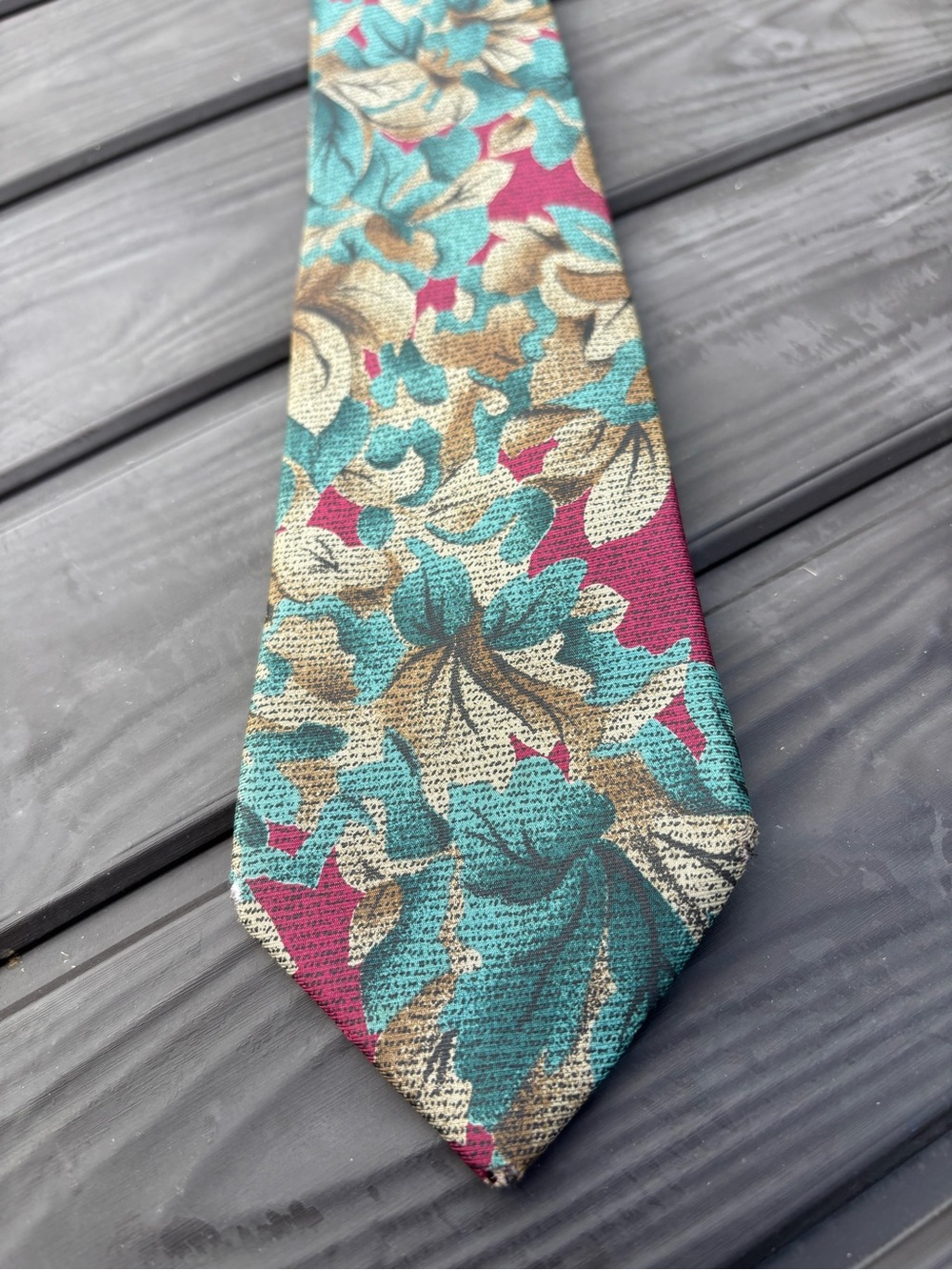 Vintage Handmade 100% Silk Floral Tie XL 60” Jewel Tone 90s Hand Finished